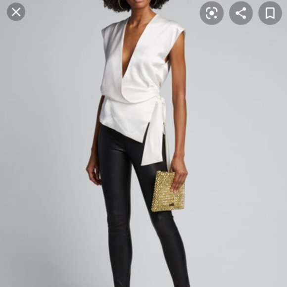 Alice + Olivia Tops - NWT$285 Alice and Olivia Janet Satin Wrap Blouse Top Shirt
